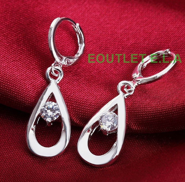 35mm CZ DROP SILVER DANGLE EARRINGS